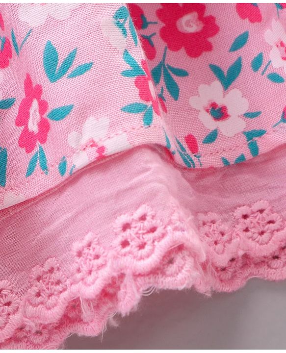 Babyhug Rayon Woven Mid Thigh Skirts Floral Print - Pink