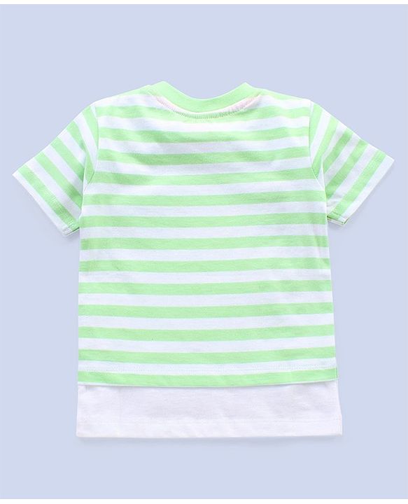 Babyhug Half Sleeves T-Shirt Stripe Pattern With Elephant Print - Multicolour