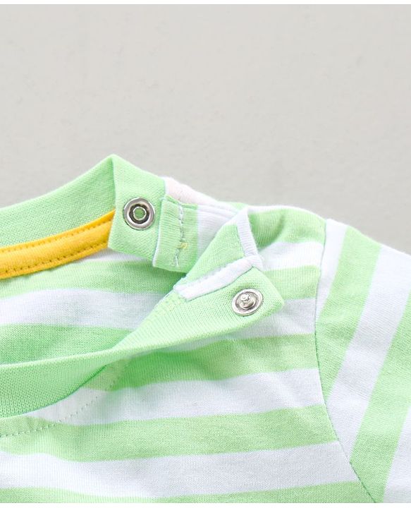 Babyhug Half Sleeves T-Shirt Stripe Pattern With Elephant Print - Multicolour