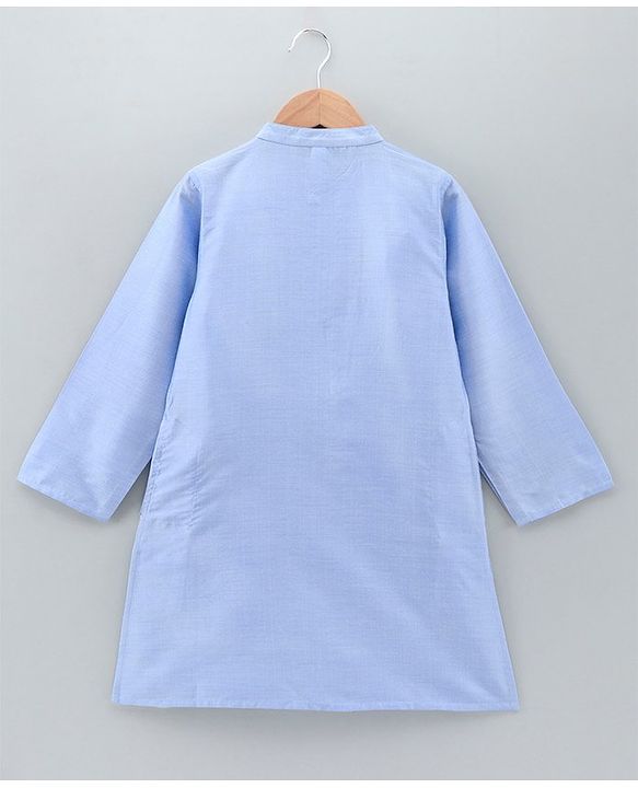 Babyhug Full Sleeves Cotton Zari Kurta and Dhoti Set - Blue