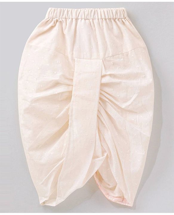 Babyhug Full Sleeves Embroidered Cotton Dhoti Pyjama Set- Peach