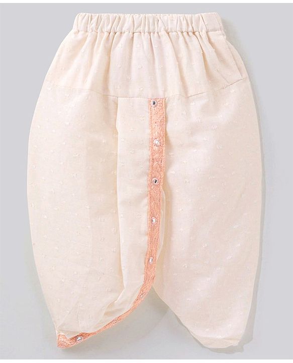 Babyhug Full Sleeves Embroidered Cotton Dhoti Pyjama Set- Peach
