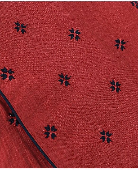Babyhug Cotton Full Sleeves Kurta & Dhoti Set Ethnic Print - Red Blue