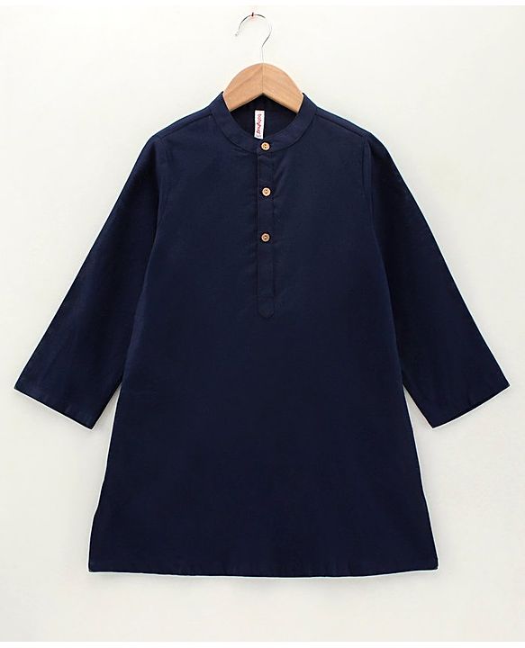 Babyhug Full Sleeves Kurta Payjama Set With Waistcoat - Blue