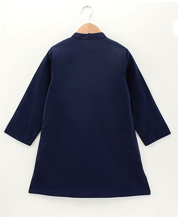 Babyhug Full Sleeves Kurta Payjama Set With Waistcoat - Blue