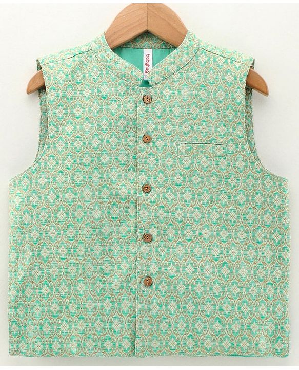 Babyhug Full Sleeves Kurta Payjama Set With Waistcoat - Blue