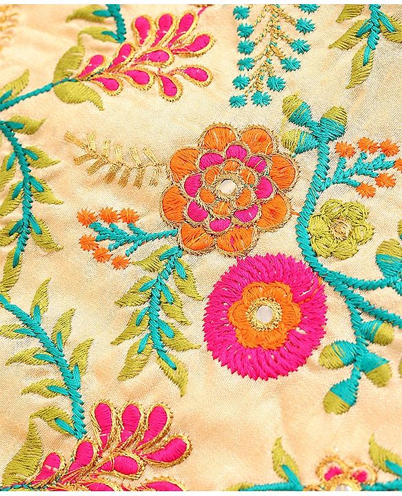 Babyhug Sleeveless Embroidered Choli Lehenga & Dupatta Set - Multicolor
