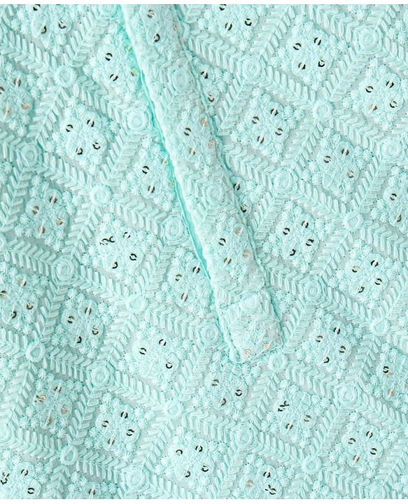 Babyhug Full Sleeves Cotton Solid Kurta Pyjama Set - Sea Green