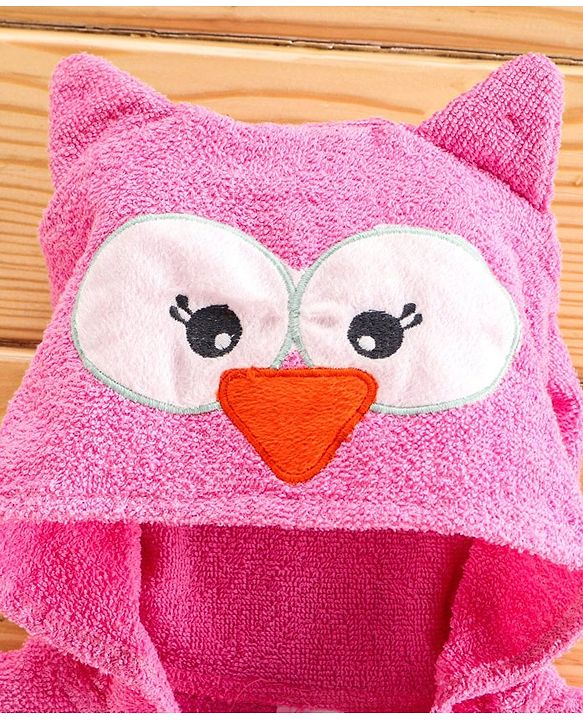 Babyhug Three Fourth Sleeves Hooded Bath Robe Bunny Design - Pink