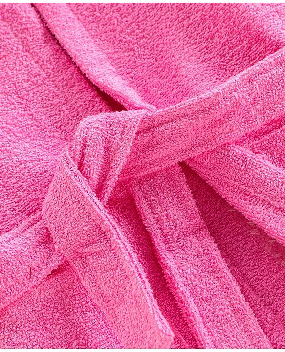 Babyhug Three Fourth Sleeves Hooded Bath Robe Bunny Design - Pink