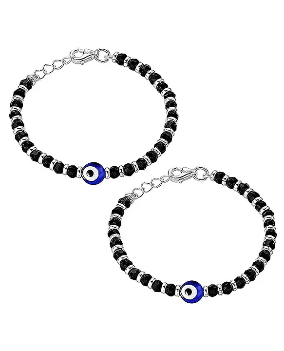 Buy Black Handcrafted Silver Bracelet- For Kids | ARSBR13(Baby)/ARDI12SEP |  The loom