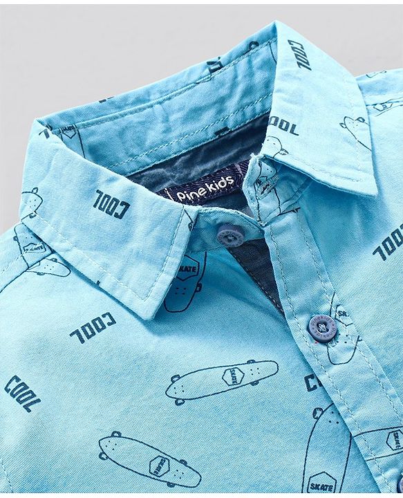 Pine Kids Half Sleeves Shirts Printed - Blue
