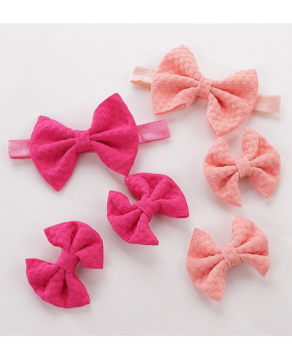 Babyhug Headbands & Hair Clips Pack of 6 - Pink & Peach
