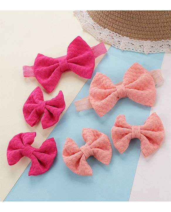 Babyhug Headbands With Bow Applique Pack of 3 - Multicolor main image 1