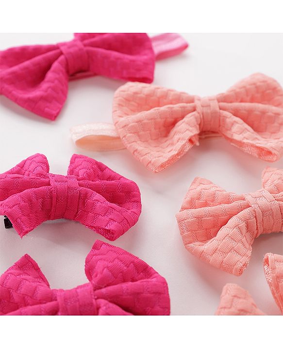 Babyhug Headbands & Hair Clips Pack of 6 - Pink & Peach