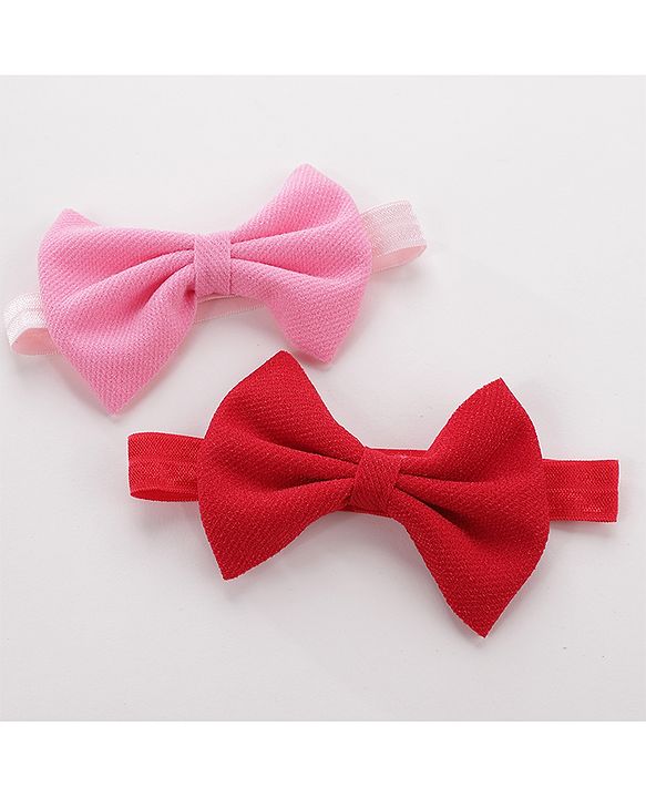 Babyhug Headbands & Hair Clips Pack of 6 - Pink Red