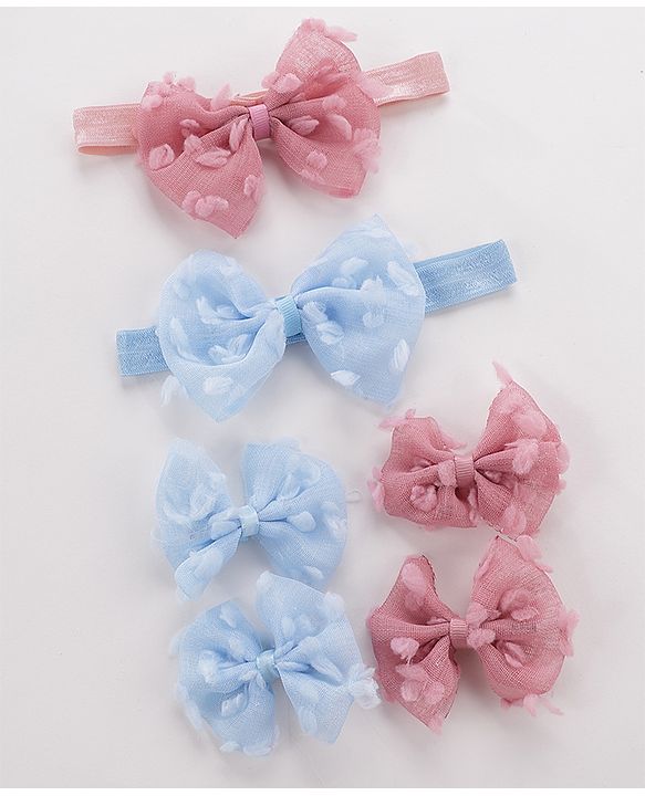 Babyhug Headbands Pack of 6 - Pink&Sky Blue