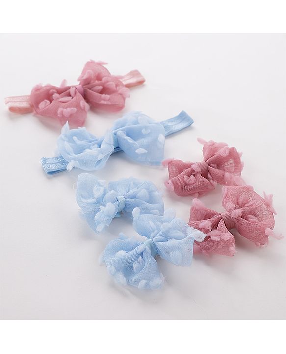 Babyhug Headbands Pack of 6 - Pink&Sky Blue