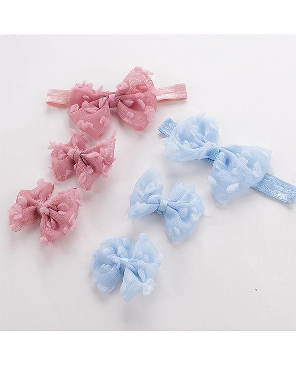 Babyhug Headbands Pack of 6 - Pink&Sky Blue