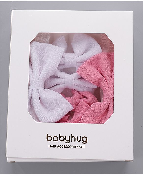 Babyhug Headbands & Hair Clips Pack of 6 - Pink White