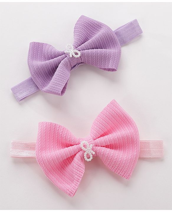 Babyhug Headbands & Hair Clips Set of 6 - Pink Purple