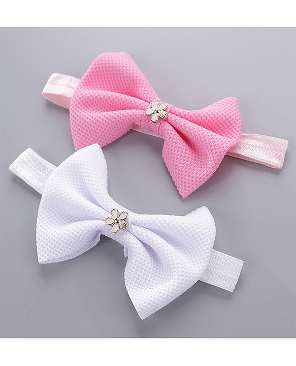 Babyhug Headbands & Hair Clips Pack of 6 - Pink White