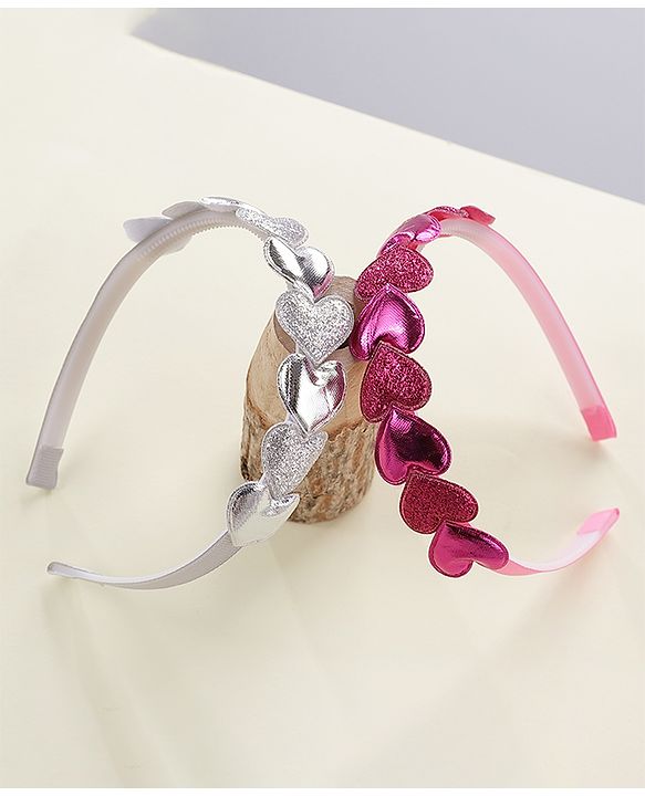 Babyhug Hair Bands Pack Of 2 - Pink & Sliver