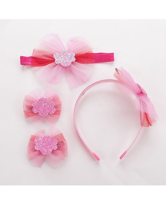Babyhug Hair Band & Headband With Hair Clips - Pink