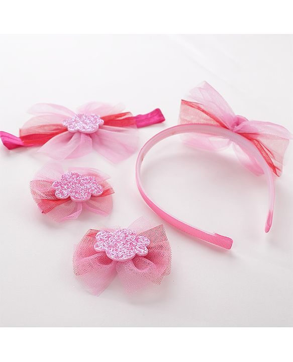 Babyhug Hair Band & Headband With Hair Clips - Pink