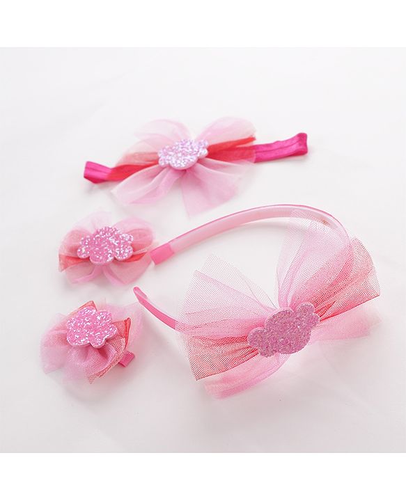 Babyhug Hair Band & Headband With Hair Clips - Pink