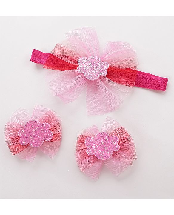 Babyhug Hair Band & Headband With Hair Clips - Pink