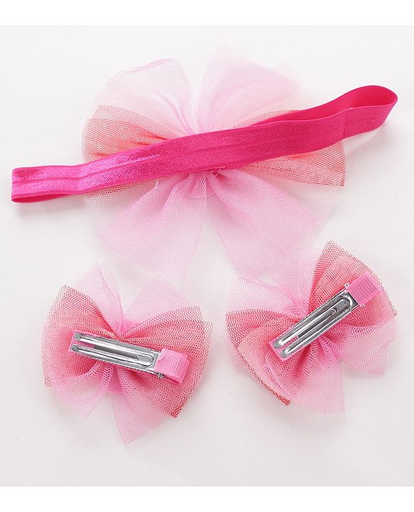 Babyhug Hair Band & Headband With Hair Clips - Pink