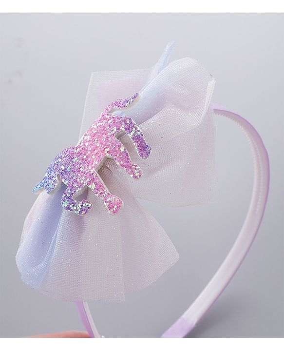Babyhug Hair Bands Unicorn Embellished Bow Pack Of 2 - Pink & Purple