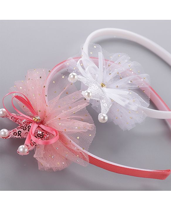 Babyhug Hair Bands Pack of 2 - Peach & White