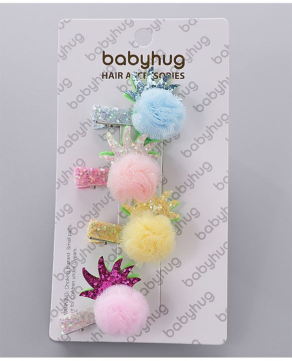 Babyhug Hair Clips Pack of 4 - Multicolor