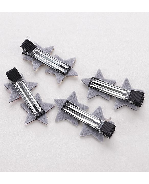 Babyhug Star Shape Hair Pins And Clips Pack Of 4 - Multicolour
