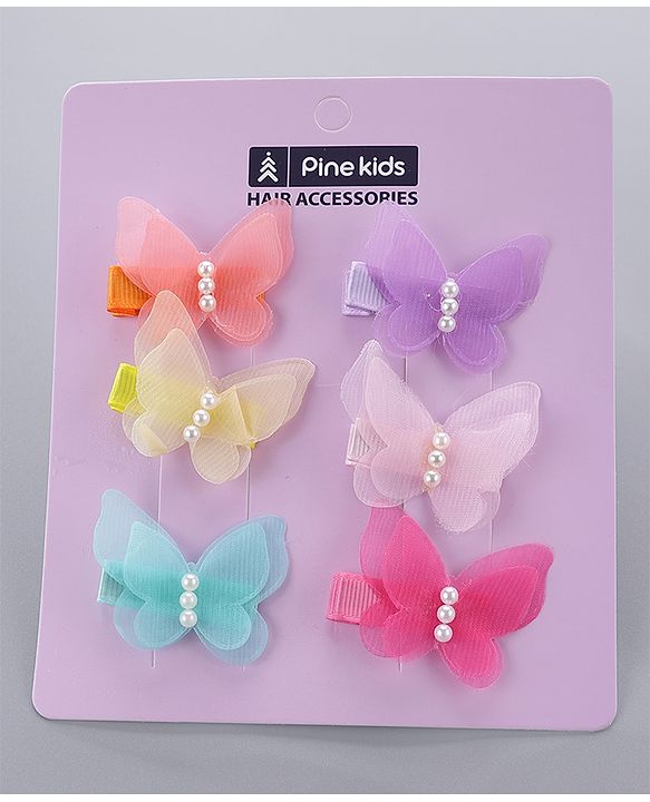 Pine Kids Hair Clips Pack of 6 - Multicolor