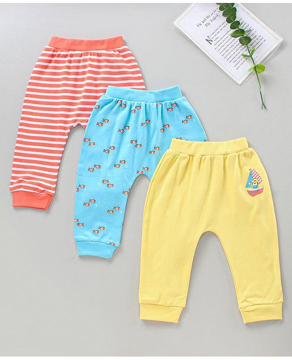 Babyhug Full Length Printed Diaper Leggings Pack of 3 - Multicolor