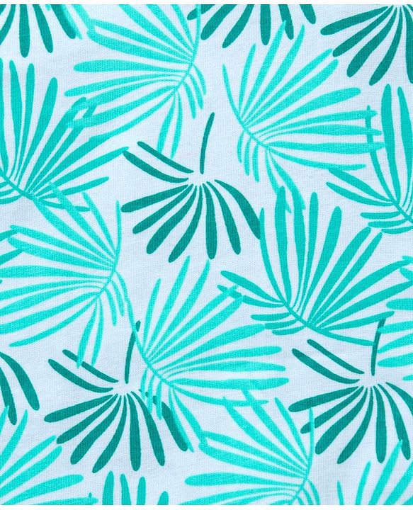 Babyhug Singlet Sleeves Top Leaf Print - White Blue
