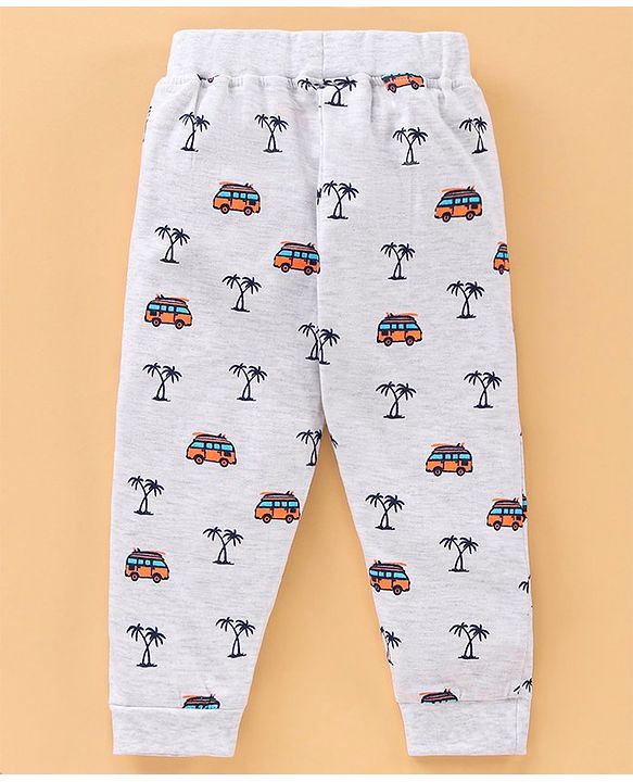 Babyhug Full Length Printed Knitted Lounge Pants Pack of 2 - Grey Blue