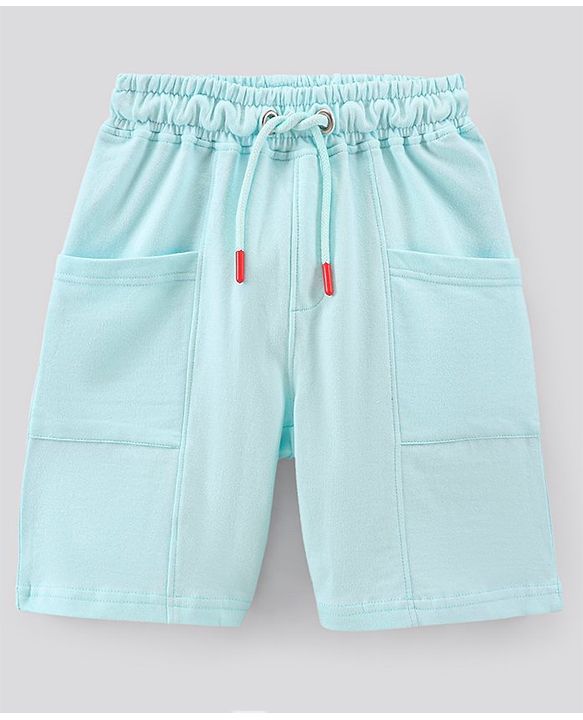 Pine Kids Half Sleeves Biowashed T-Shirt & Shorts Set Wilderness Print - Peach Blue