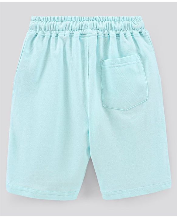 Pine Kids Half Sleeves Biowashed T-Shirt & Shorts Set Wilderness Print - Peach Blue