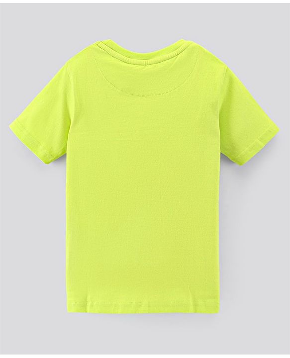 Pine Kids Half Sleeves Biowashed T-Shirt & Shorts Set QR Code Print - Green