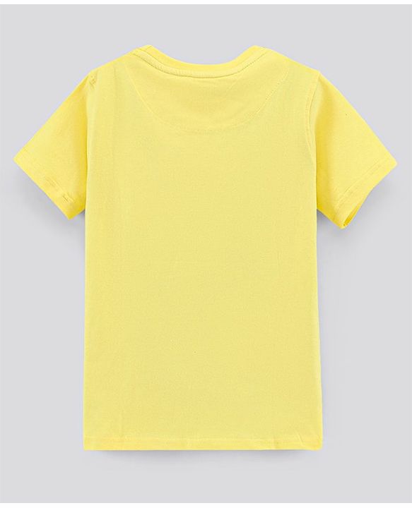 Pine Kids Half Sleeves Biowashed Cotton T-Shirt And Shorts Set Like Rider Print - Yellow Blue
