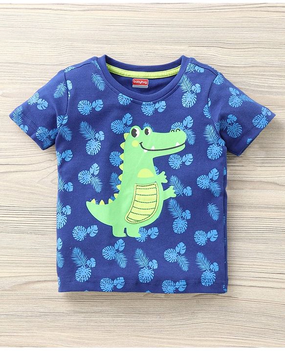 Babyhug Half Sleeves T-Shirt & Shorts Set Dino Print - Blue