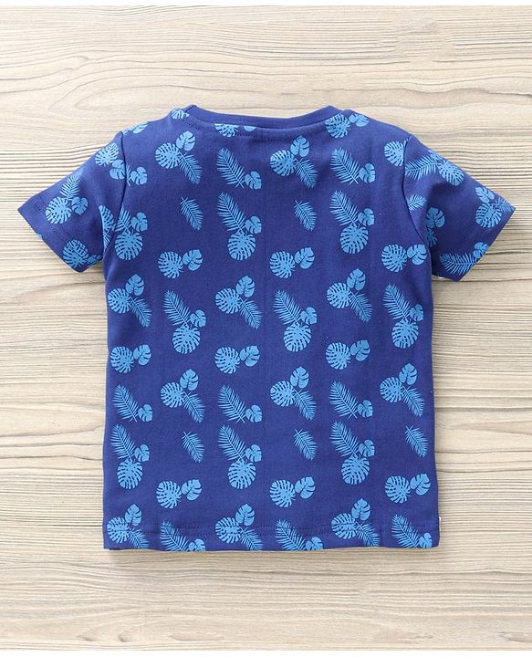Babyhug Half Sleeves T-Shirt & Shorts Set Dino Print - Blue