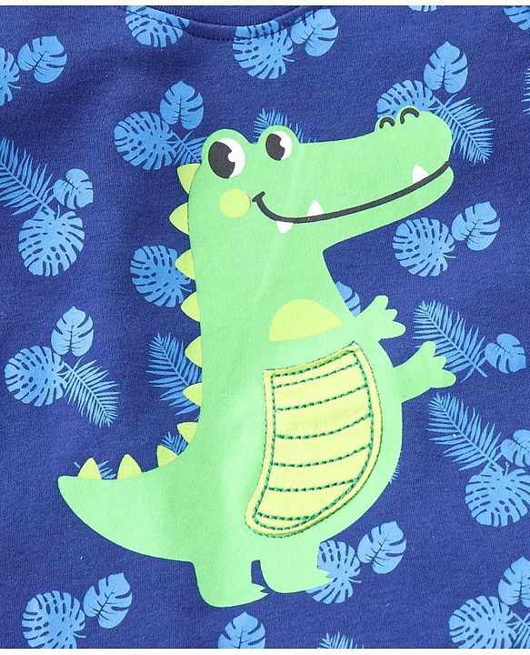 Babyhug Half Sleeves T-Shirt & Shorts Set Dino Print - Blue