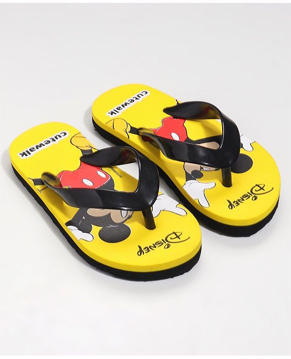Cute Walk by Babyhug Slip On Flip Flops Mickey Mouse Print - Yellow
