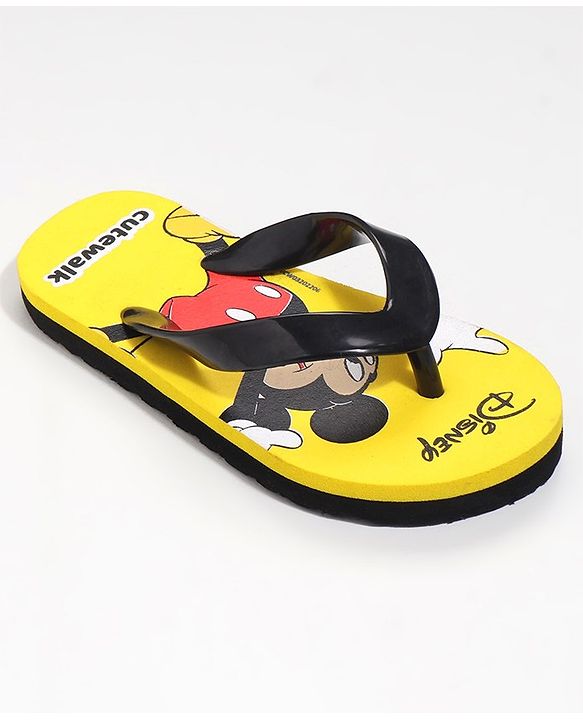 Cute Walk by Babyhug Slip On Flip Flops Mickey Mouse Print - Yellow