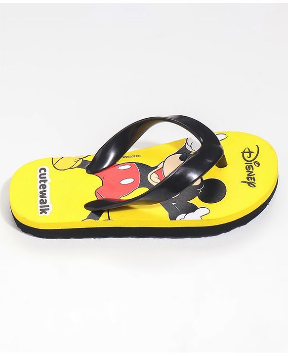 Cute Walk by Babyhug Slip On Flip Flops Mickey Mouse Print - Yellow